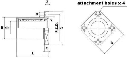 SWK6 NB 3/8" Ball Bushings Square Flange Linear Motion