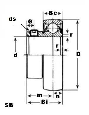 UC206-20 Bearing Insert 1 1/4" Mounted