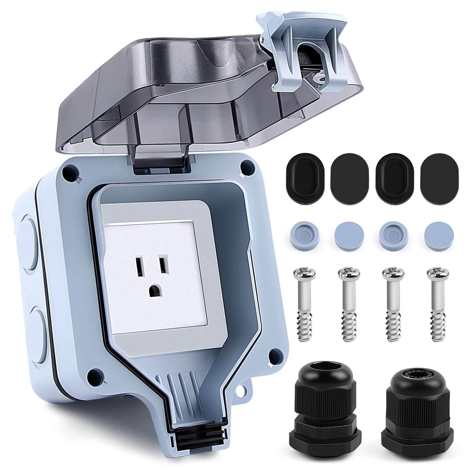 Weatherproof Outdoor Electrical Outlet Box 15A 125V Wi...