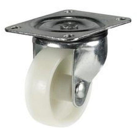 White 2 Inch Plastic Wheel Steel Caster - 360 degree Ball Bearing Swivel