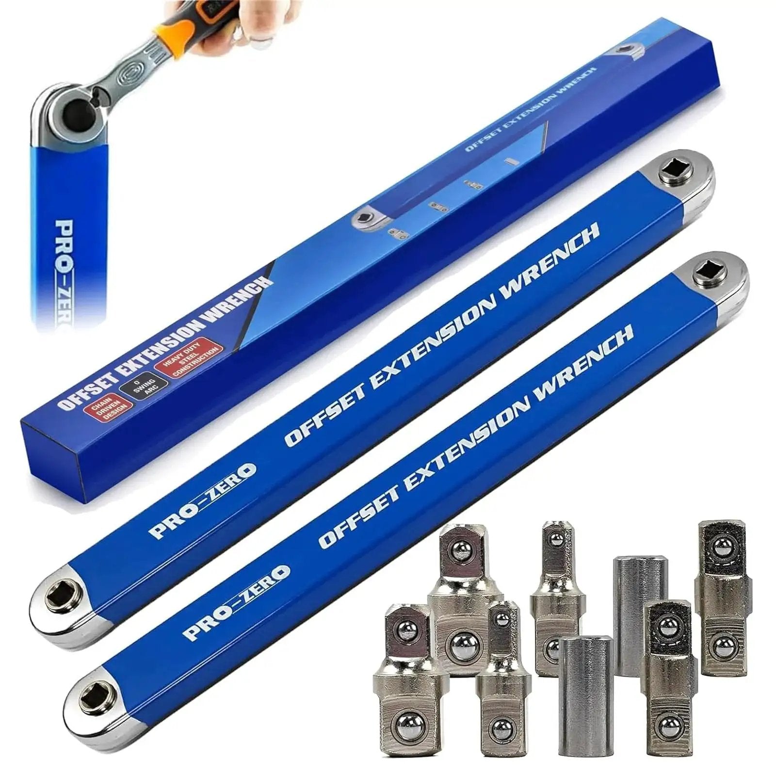 Zero Offset Extension Wrench Set With Half Inch Quarte...