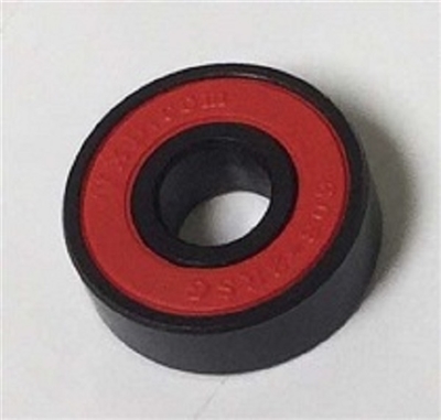 Set of 8 608B-2RS Skateboard Black Bearings with Nylon Cage and Red Rubber Seals 8x22x7mm