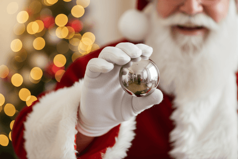 Holiday Surge: Christmas Impact on Bearing Sales & Supply Chains - Santa holding a Christmas ornament.