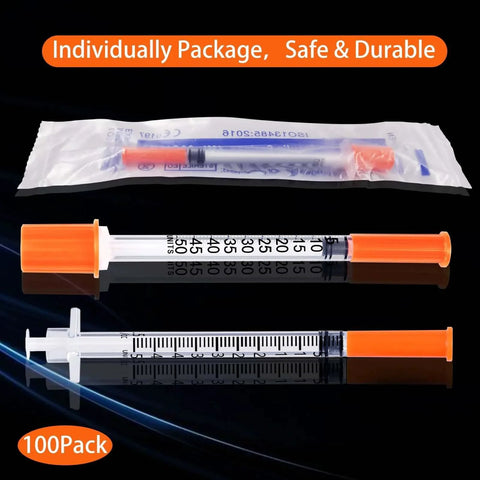 0.5 Milliliter Syringe With 31G 5/16 Inch Needle Pack Of 100 Sterile Individually Wrapped For Precise Lab Dosing