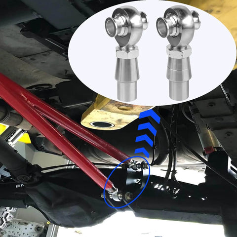 3/4 inch Heim Joint Rod End Kit installed on suspension, highlighting right and left hand thread chromoly joints with accessories