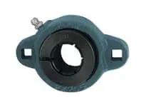 Front view of 30mm 2-bolt flange bearing unit with wide inner ring, Accu-Loc style FX206, concentric collar lock, M10 bolt holes, sealed ball bearing insert.