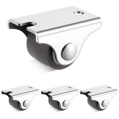 0.75 Inch Mini Rigid Caster Wheels Low Profile Set Of 4 Fixed Casters with Steel Top Plate Non Marking TPR Rubber