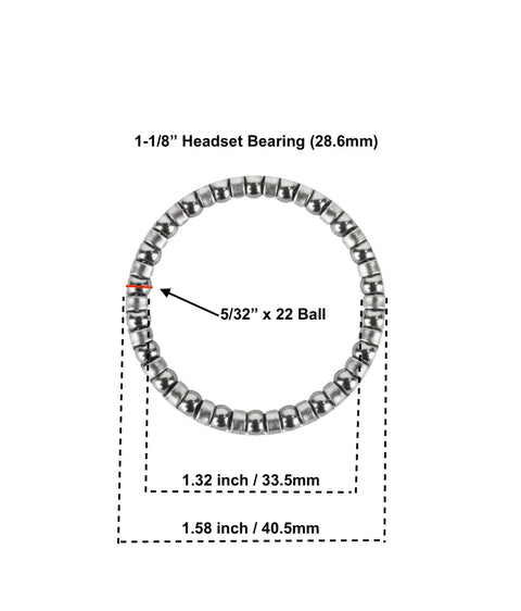 Beefy Premium One And One Eighth Inch Headset Bearings Kit With Twenty Two Five Thirty Second Inch Ball Bearings Per Retainer