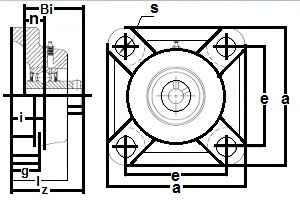 1 1/4 Bearing UCF-206-20 + Square Flanged Housing Mounted Bearings - VXB Ball Bearings