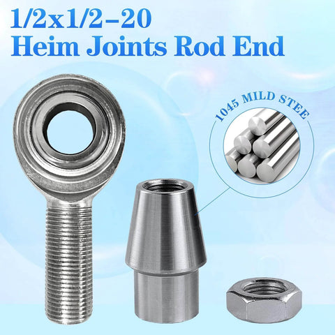 1/2 x 1/2-20 Heim Joints Rod End Kit with Right and Left Hand Threads, Chromoly Panhard Bar Set, .065 Wall Tube Bungs, Jam Nut