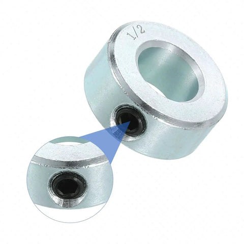 Sixteen Piece Set Screw Shaft Collars For One Half Inch Bore And One Inch Outside Diameter Seven Sixteenth Inch Thick Zinc Plated Carbon Steel Locking Collars For Linear Rods And Shaft Guides