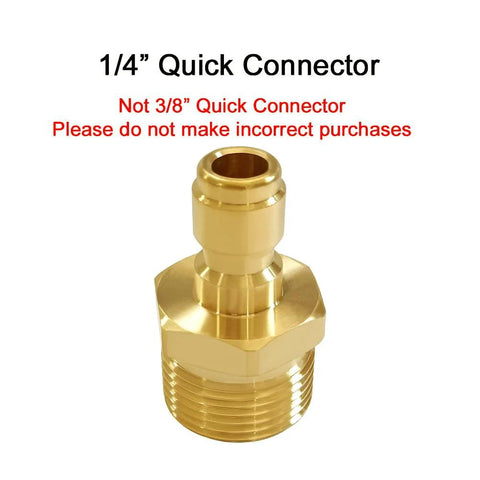 Brass pressure washer quick-connect adapter, M22-14mm male to 1/4 inch plug for high-pressure hose