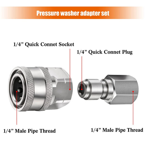 Shimeyao 2-piece 1/4-inch quick-connect socket and plug with male pipe thread, metal fittings