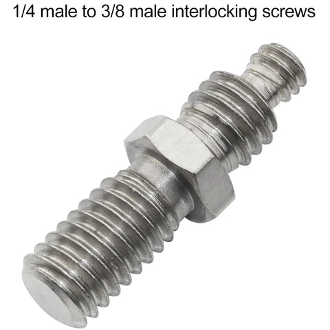 One Quarter To Three Eighths Inch Tripod Screw Adapter Set For Camera Accessories showing dual threads and iron material.