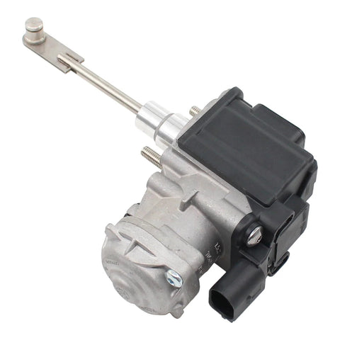 NewYall 1.4TSI turbo actuator for VW/Audi, silver metal body with black plastic solenoid housing and long actuator rod.