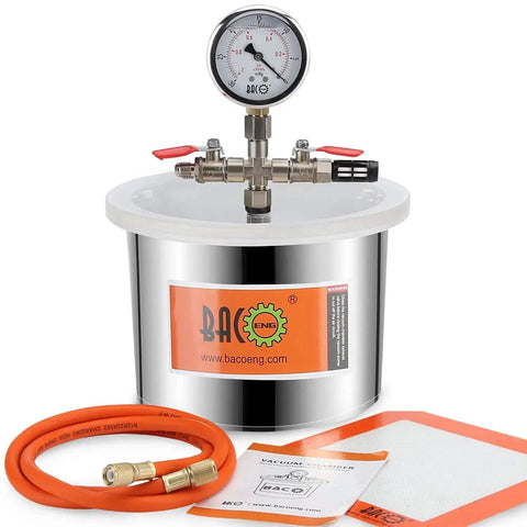 1.5 Gallon Stainless Steel Vacuum Chamber Kit For Resin And Epoxy Degassing With Acrylic Lid And Silicone Gasket