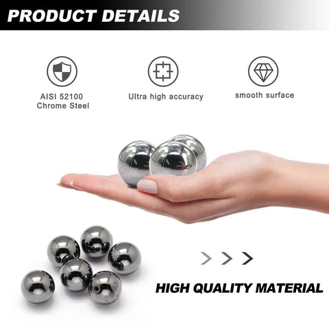 1.5 Inch Bearing Balls Set Five Pieces 38mm G25 Steel Precision Balls in hand for bike bearings with smooth chrome finish