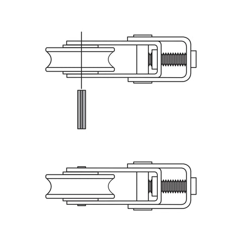 Diagram showing side view of One And One Half Inch Patio Roller Kit Two Pack With Steel Ball Bearing Wheels Includes Two Rollers Two Axle Pins