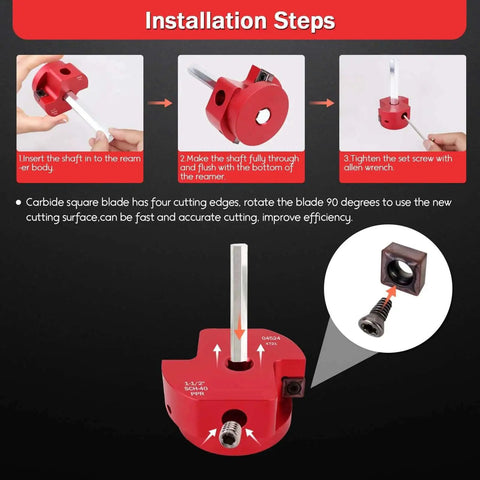 Installation steps for One And A Half Inch Plastic Pipe Reamer With 2 Carbide Square Blades For PVC CPVC And ABS Pipes