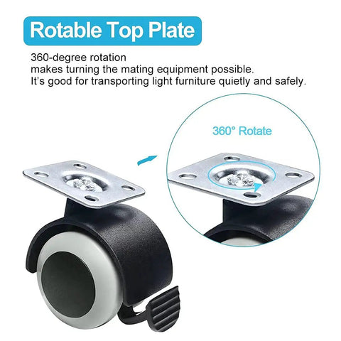 1.5 Inch Rubber Caster Wheels Top Plate For Moving Drawer Cabinet Table Cart With 360 Degree Rotation And 132 Lbs Load Capacity Set Of 4 Furniture Casters Safe Floor Glide On Wood Hardwood Laminate Tile Vinyl Carpet.