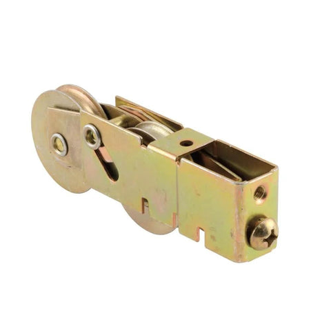 1-1/2 inch Steel Ball Bearing Sliding Door Tandem Roller Assembly, Unique Back (Single Pack) showing stamped steel housing