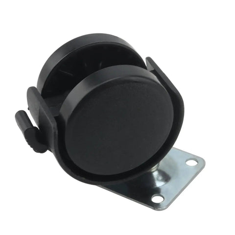 Close-up of a 30 Pcs 1.5 Inch Swivel Caster Wheel with Brake and Nylon Plate for 360 Degree Rotation, durable for heavy duty use.