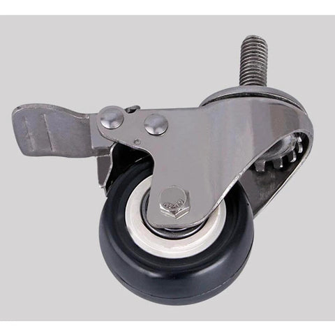 1.5 Inch Heavy Duty Swivel Caster Wheels Set of 4 with Brakes, Silent PU Casters with M10 Thread, side view