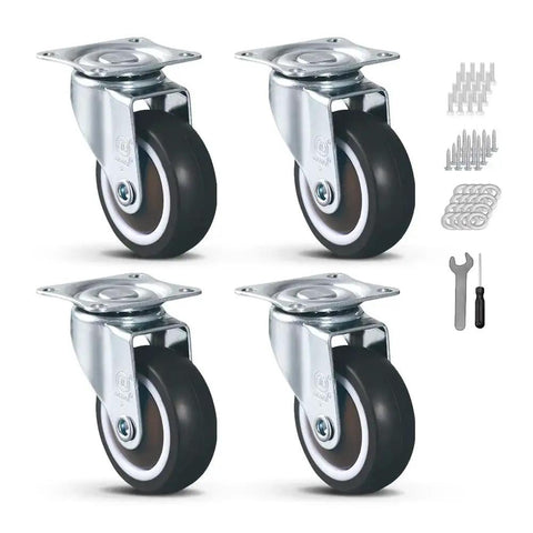 1.5 Inch Caster Wheels Set Of 4 Heavy Duty No Noise Swivel Top Plate Casters For Nightstands And Side Tables Furniture And Workbenches