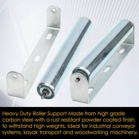 ✝️ 1.5'' Diameter Conveyor Rollers with Stands, 10'' Galvanized Steel Long Roller for Kayak Trailer, side view