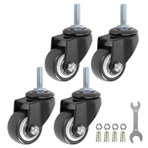1.5 Inch Swivel Caster Wheels PU 360 Degree Rotation with Threaded Stem M8 x 25mm, 40mm Wheel, 330lb Total Load Capacity, Pack of 4