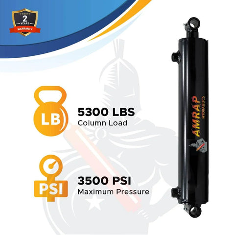 ✝️ 1.5x8 Hydraulic Cylinder - 1.5" Bore 8" Stroke Double Acting Welded Cross Tube Hydraulic Cylinder, SAE #4 Port, 3500 PSI, side view with 5300 lbs capacity