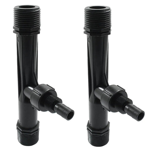 Two Pack 1 Inch Black Venturi Injector Tubes For Irrigation Systems Plastic Fertilizer Injector For Garden And Agriculture