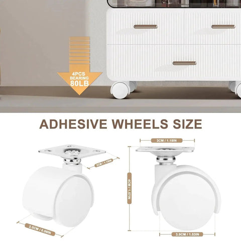 8 Piece 1 Inch Free Punching Pastable Plate Caster With Stickers And Screws Self Adhesive Swivel 360 Degree Rotation Universal Wheel for furniture