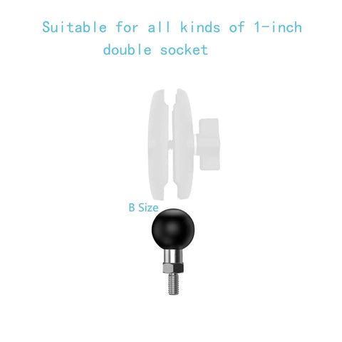 1 Inch Ball Mount Base with 1/4-20 Threaded Bolt Stainless Steel with TPU Coated Ball, suitable for 1-inch double socket, B Size.