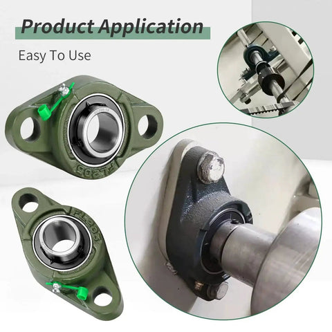 1 Inch Bore Pillow Block Bearing UCFL205-16 self-aligning flange with 2-bolt cast iron housing installed on machinery