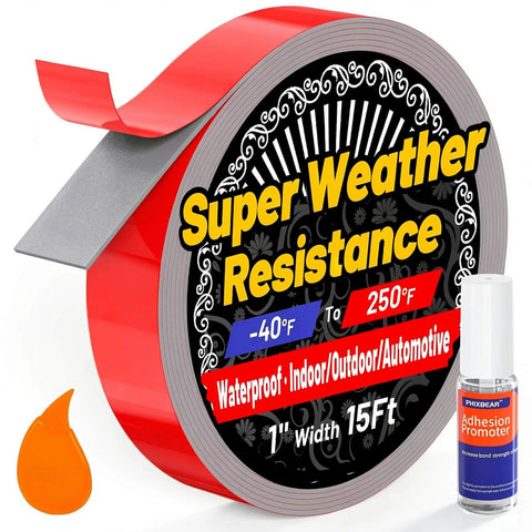 1-Inch Wide Double Sided Foam Tape For Outdoor Use Waterproof Heavy-Duty Mounting Tape With Super Strong Adhesive That Holds Tight Great For Automotive Interior Or Exterior Decor Quick Install 15 Ft Length