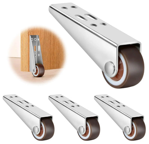 1 Inch Rubber Casters 4 Piece Set Mini Long Frame Rigid Fixed Casters for Furniture Drawers Doors Bookcases DIY Projects Vertical