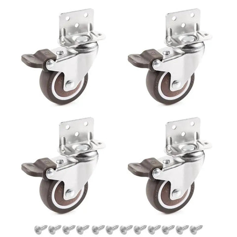 1 Inch Swivel Plate Caster With Brake In Low Profile L Bracket Silent TPE Wheel Replacement For Crib Table Shelf And TV Stand 25 Lbs Per Wheel Capacity Pack Of 4 Durably Chrome Plated Plate For Rust Resistance