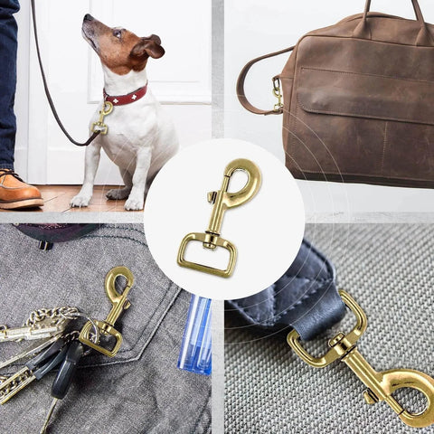 Ten Pack 1 Inch Heavy Duty Swivel Snap Hooks Eye Bolt Clips For Pet Leashes And Bags And Harnesses Gold Tone Three And A Quarter Inch Long Swivel Clasps 360 Degree Rotating Prevent Tangling Rust Resistant Iron Alloy