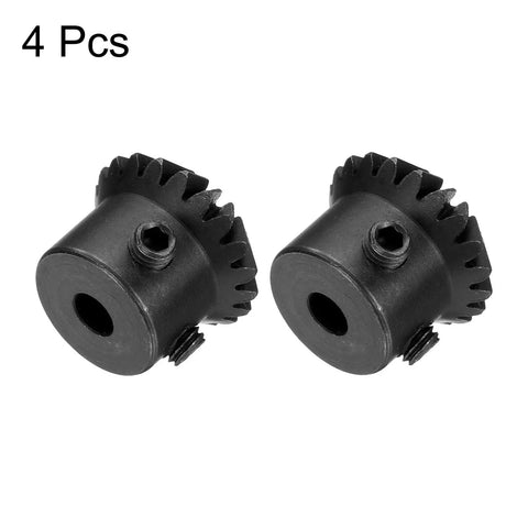 Bevel Gear Set 1 Module 1 To 1 20 Teeth 5mm Bore 90 Degree Pinion 4 Pieces, showing two blackened steel gears
