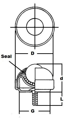1 Stud Type Ball transfer SBT-1 CS 3/8" Threaded Stem Bearing