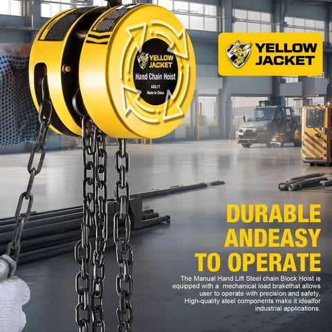 1 Ton Hand Chain Hoist Chain Block With 2 Heavy Duty Hooks 10 Ft Lift 2200 Lbs Capacity For Warehouse Use in industrial setting