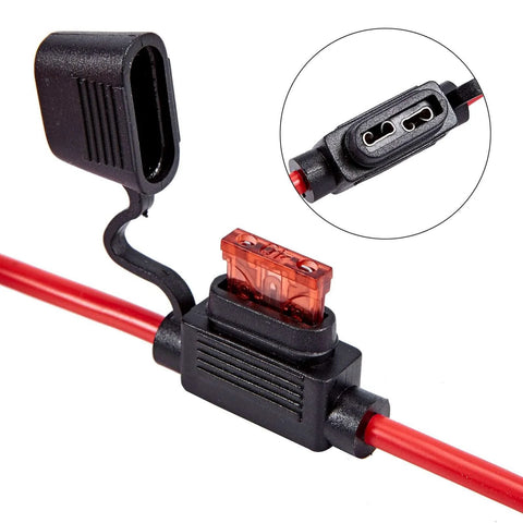 Beefy 10 Gauge Inline Fuse Holder Waterproof Pigtail Relay Kit With 2 Pack 30A And 40A Blade Fuses for Cars Trucks Boats Motorcycles