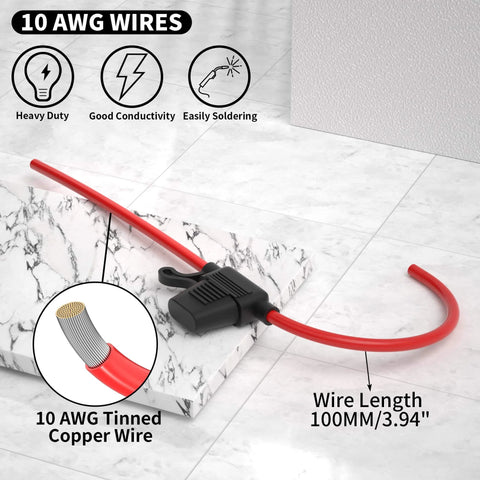 10 Gauge Inline Fuse Holder For 12V Power Systems With 10 AWG Wires Waterproof Marine Grade Fits ATC And ATO Blade Fuses Six Pack
