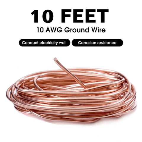 10 feet 10 AWG ground wire coiled, highlighting electrical conductivity and corrosion resistance