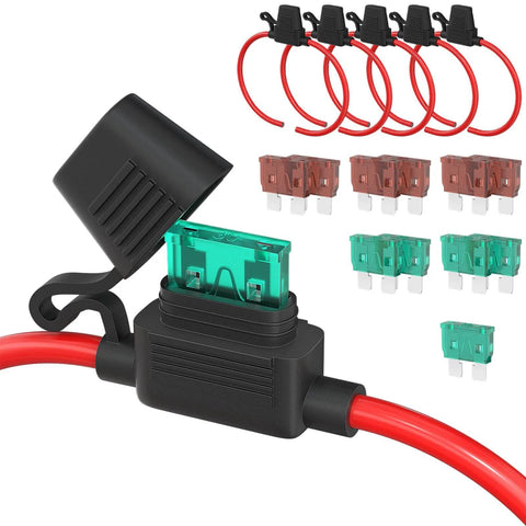 10 Gauge Inline Fuse Holder For 12V Power Systems With 10 AWG Wires Waterproof Marine Grade Fits ATC And ATO Blade Fuses Six Pack