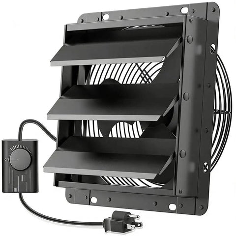10 Inch Shutter Exhaust Fan With Speed Controller 647 CFM Beast Mode High Speed Vent Fan 1400 RPM Wall Mounted Attic Ventilation HG Power