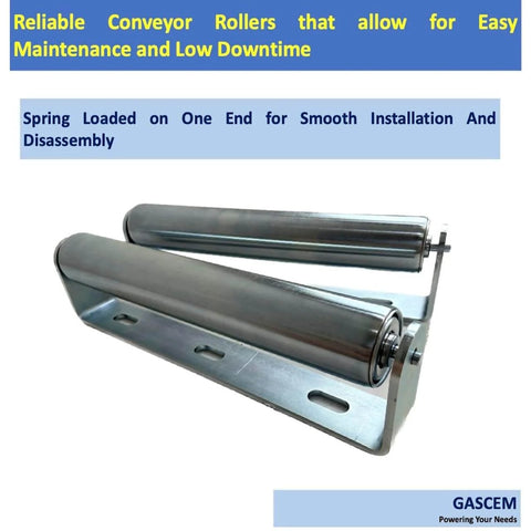 Pack of 2 Long Roller and Bracket Set 10 Inch BF 1.5 Inch Diameter Galvanized Steel Conveyor Rollers for Woodworking Roller Stands