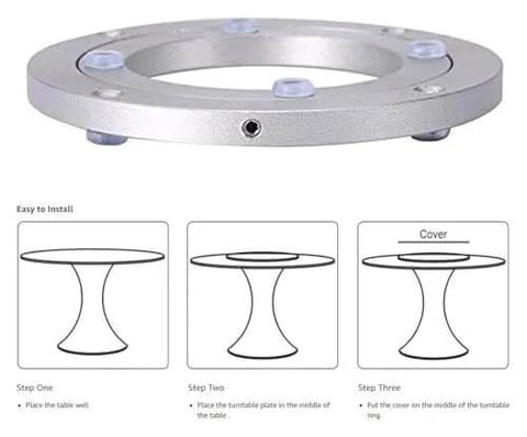 10 Inch Heavy Duty Lazy Susan Turntable Hardware Manual Swivel Ball Bearing Base with instructions for installation on dining tables