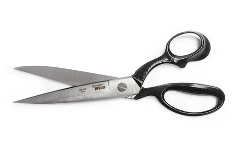 10 Inch Bent Handle Industrial Shears for Heavy Duty Cutting of Upholstery, Carpet, and Drapery Materials, featuring durable blades